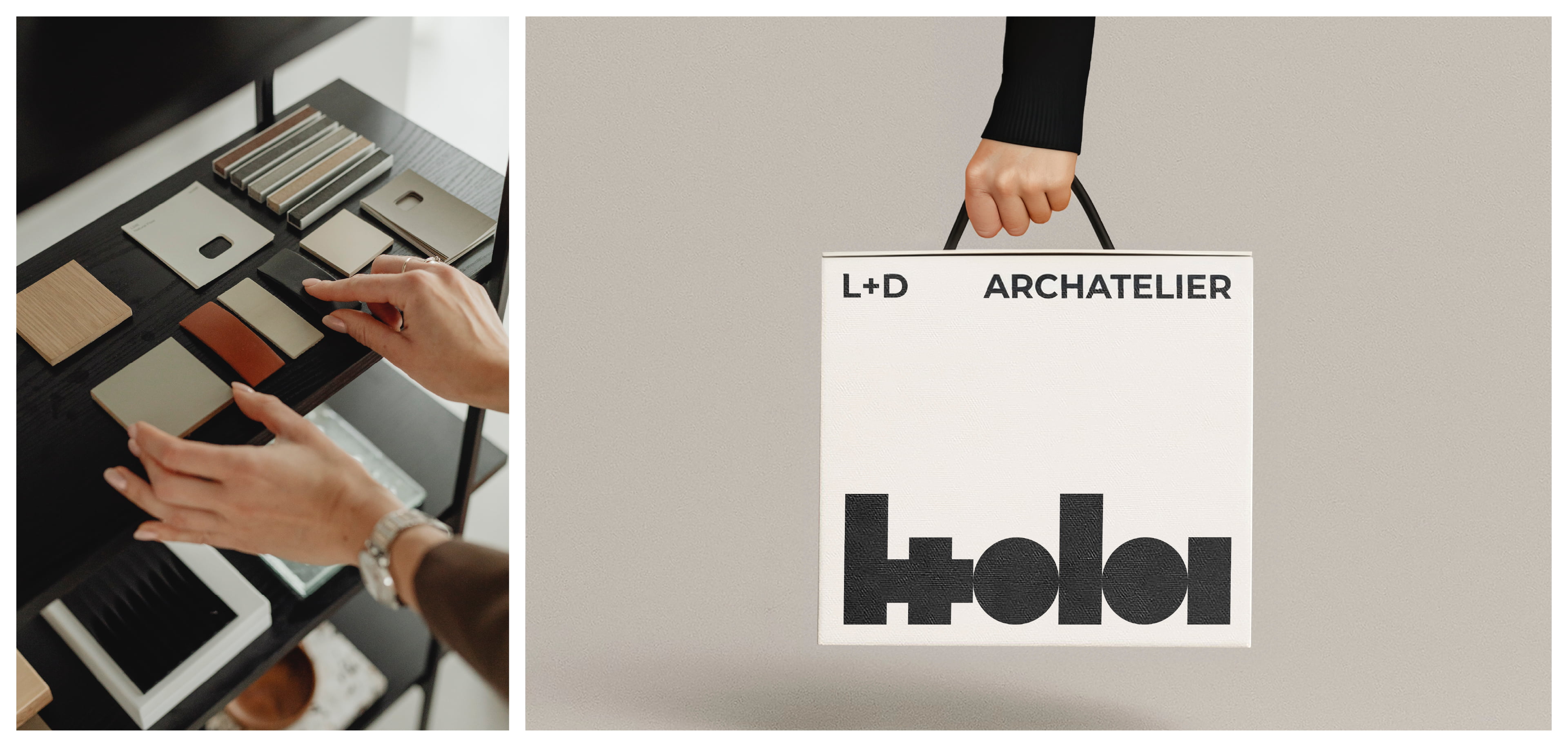 Atelier Case with materials and photos for L+D Archatelier by Vonk Agency — branding and rebranding